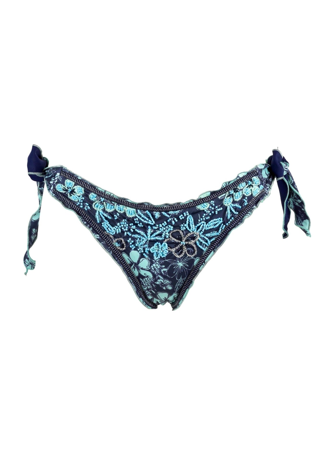 Deia - Floral Pattern Beaded Bikini Bottom - Calaswim - Calaswim