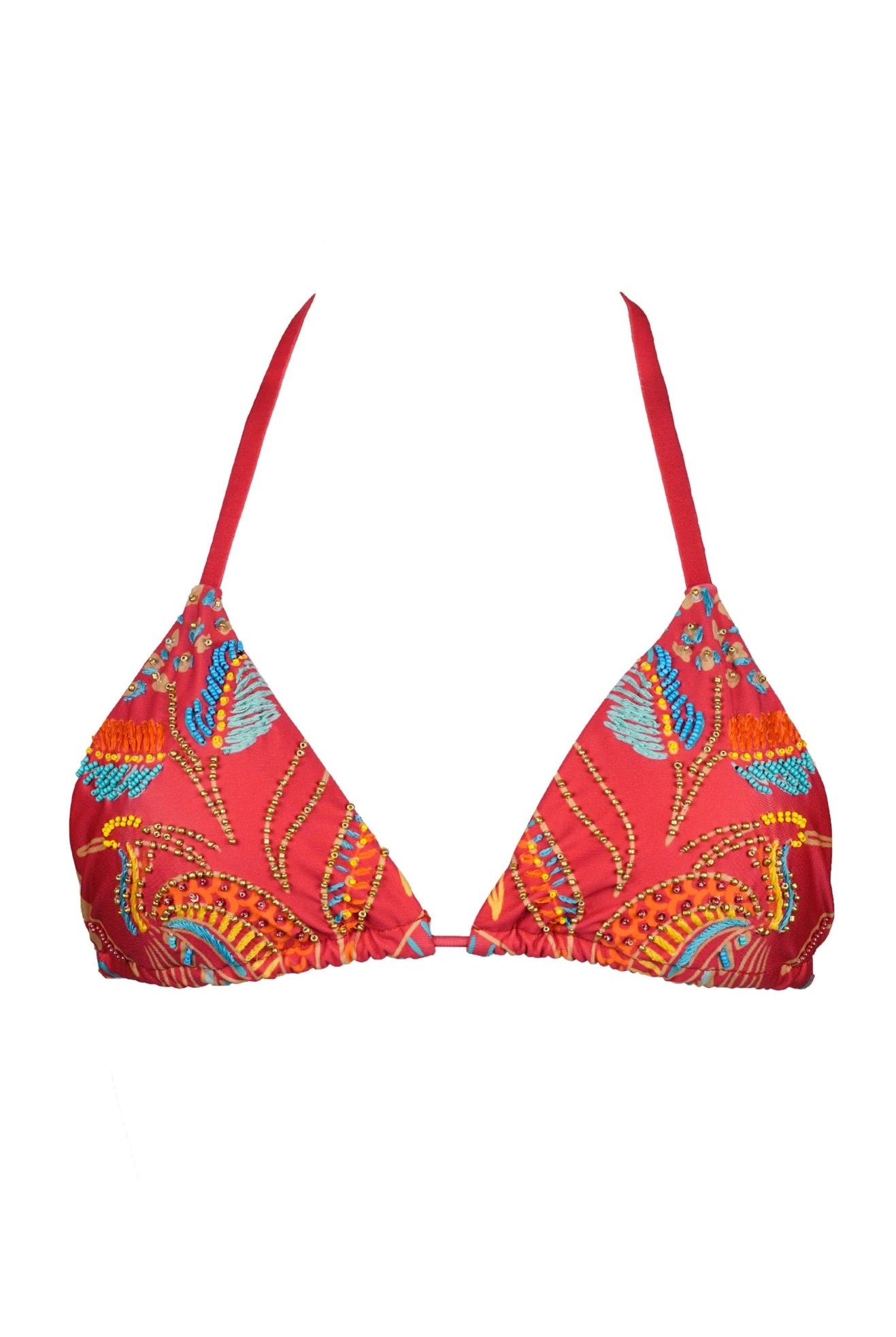 Zahora - Red Beaded Bikini Top - Calaswim - Calaswim